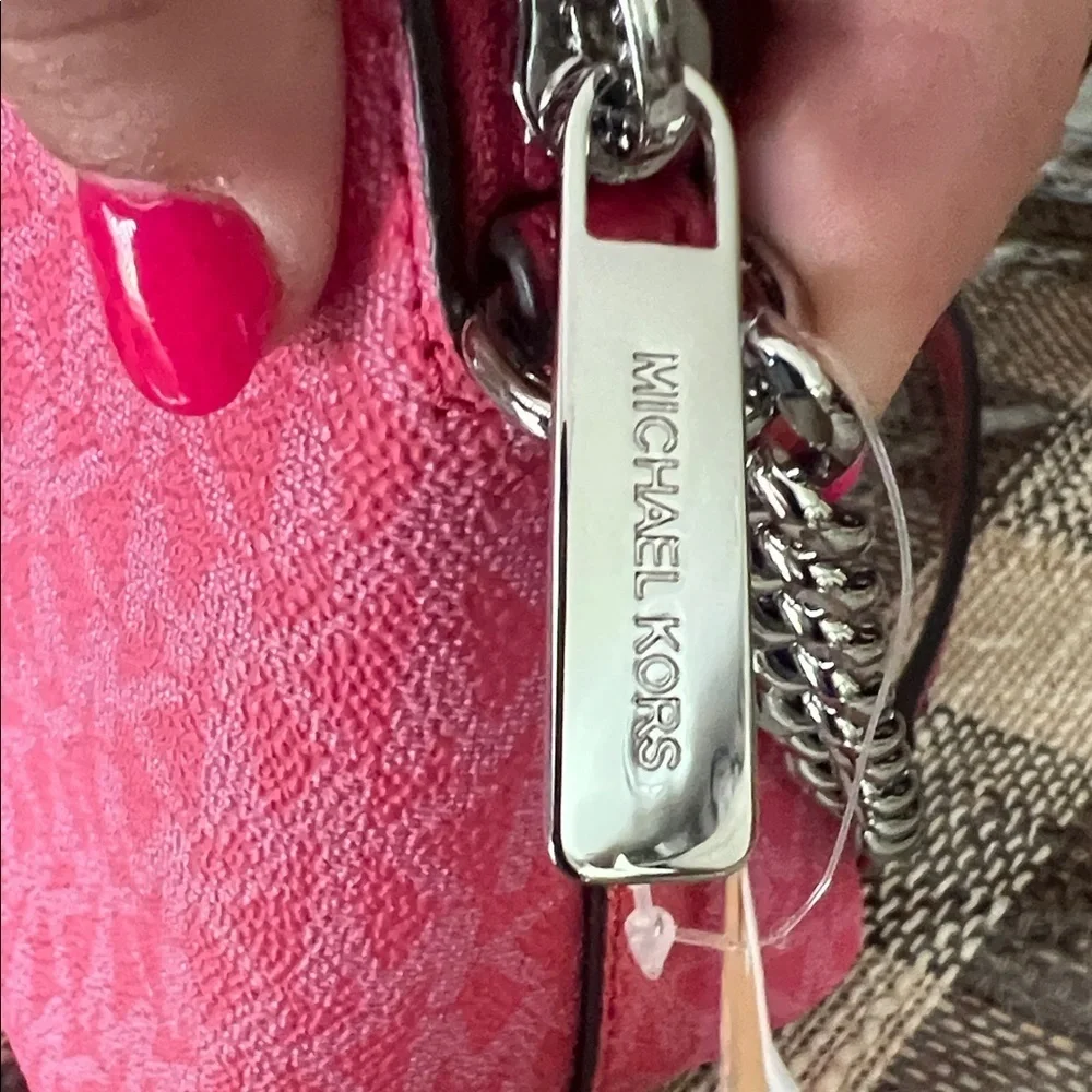 Michael Kors Pink and White Jet Set Crossbody Bag